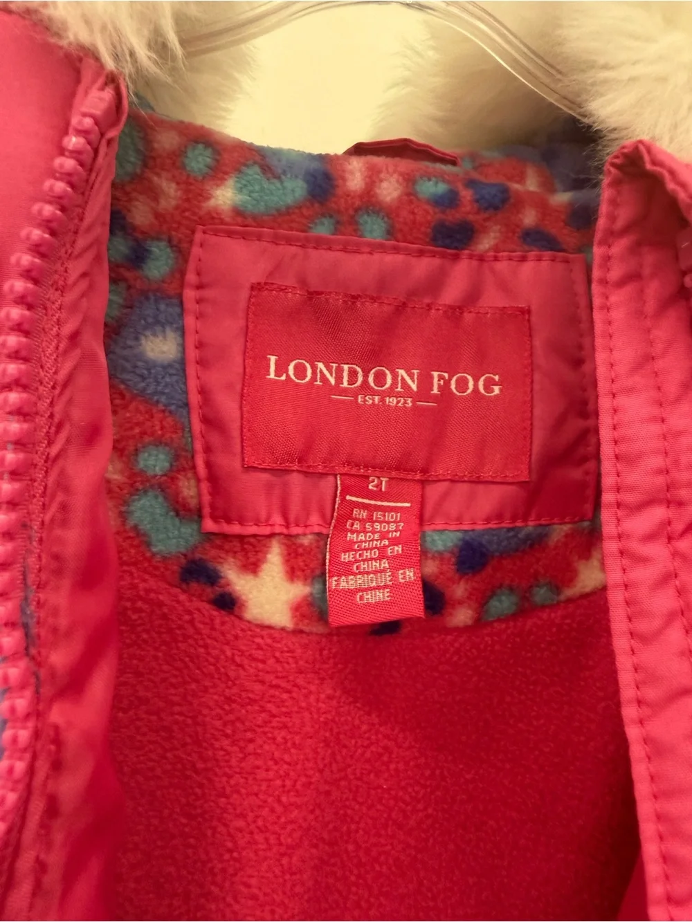 London Fog Girls Pink Puffer Jacket Faux Fur Hood Coat